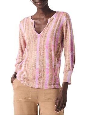 NIC+ZOE Pink and Brown Rolling Dunes Sweater size Medium